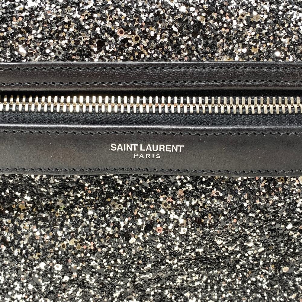 Saint Laurent City Glitter Backpack In Black Silver Multi Adjustable Straps - Picture 2 of 11